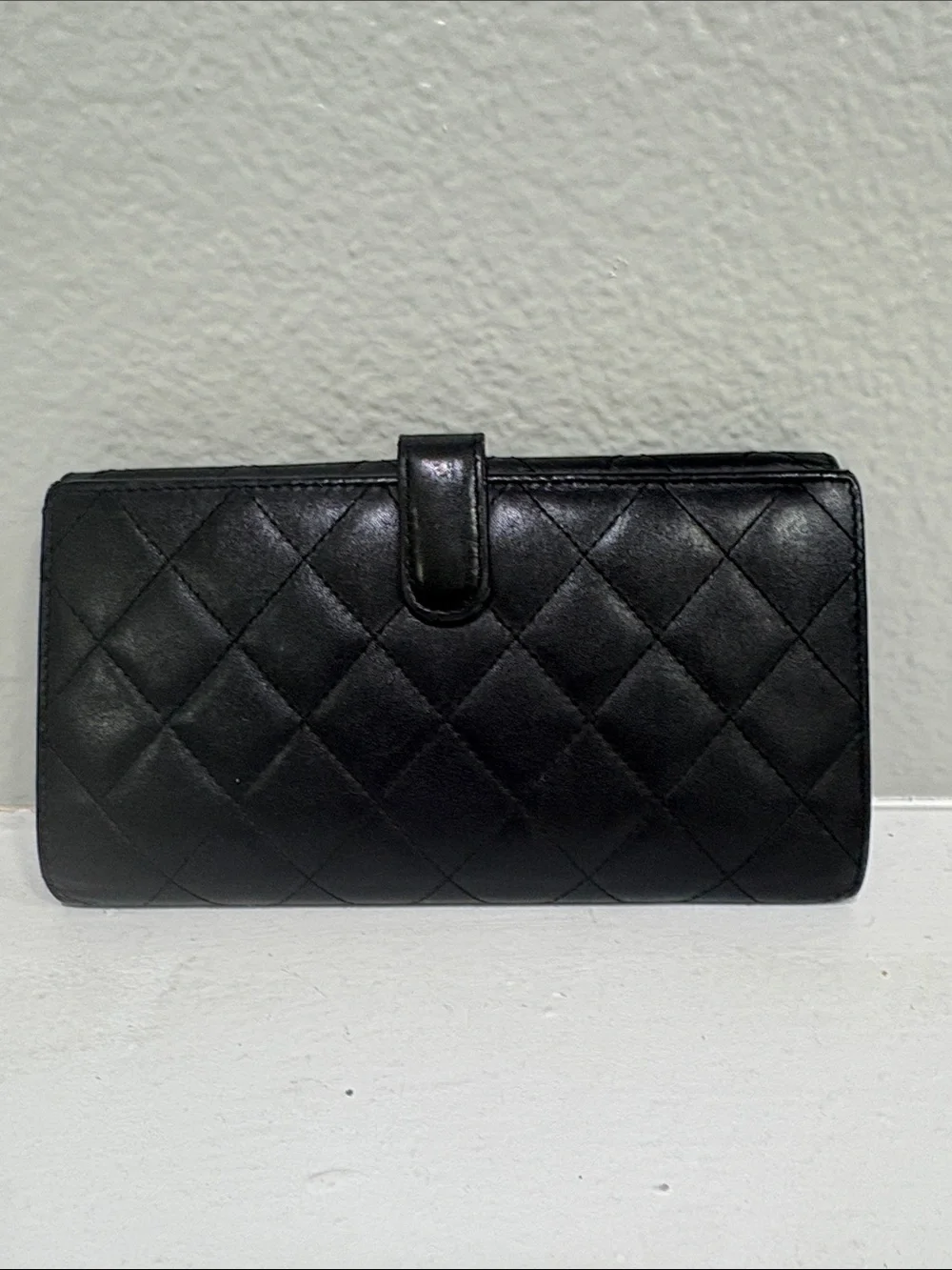 CHANEL Cambon Quilted Leather Flap Wallet pink interior